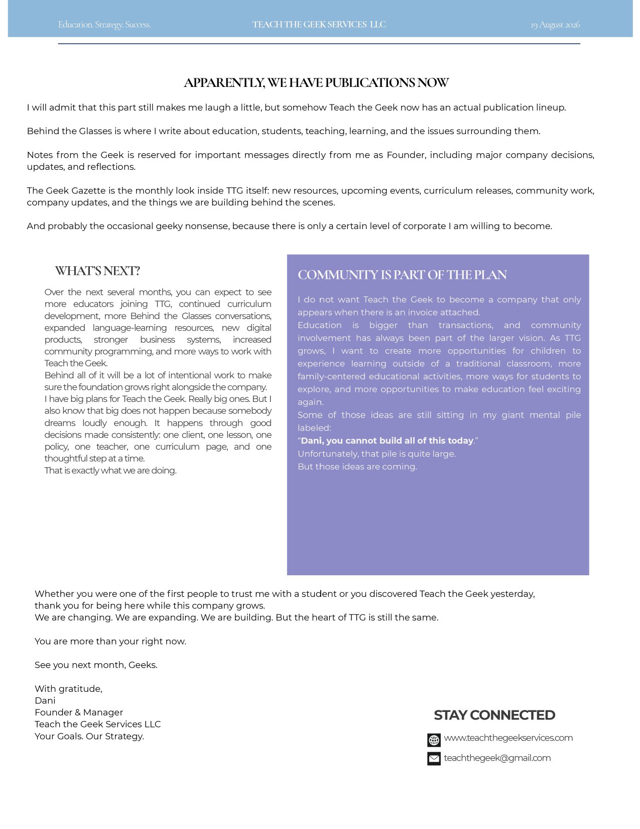 We're Growing, Geeks! — Issue No. 1, page 3