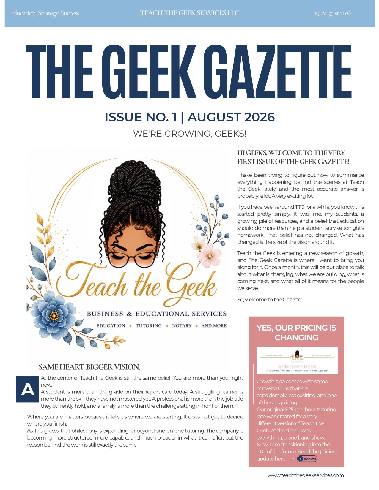 We're Growing, Geeks! — first page preview